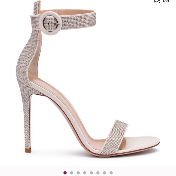 Gianvito Rossi Cream and Silver Heels-38 1/2 - Picture 1 of 7